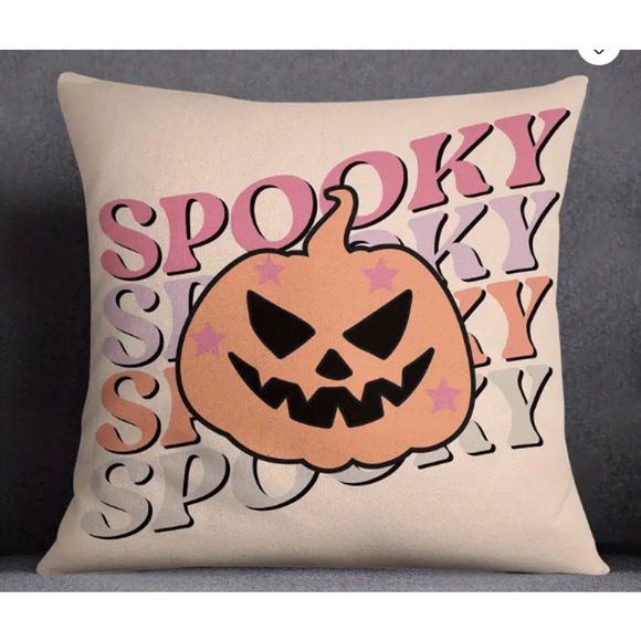New! SPOOKY Pink Evil Pumpkin Throw Pillow - Insert Included! - Pinkoween - Picture 2 of 3